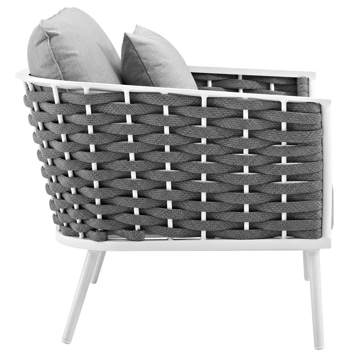 Stance 3 Piece Outdoor Aluminum Sectional Sofa Set in White Gray