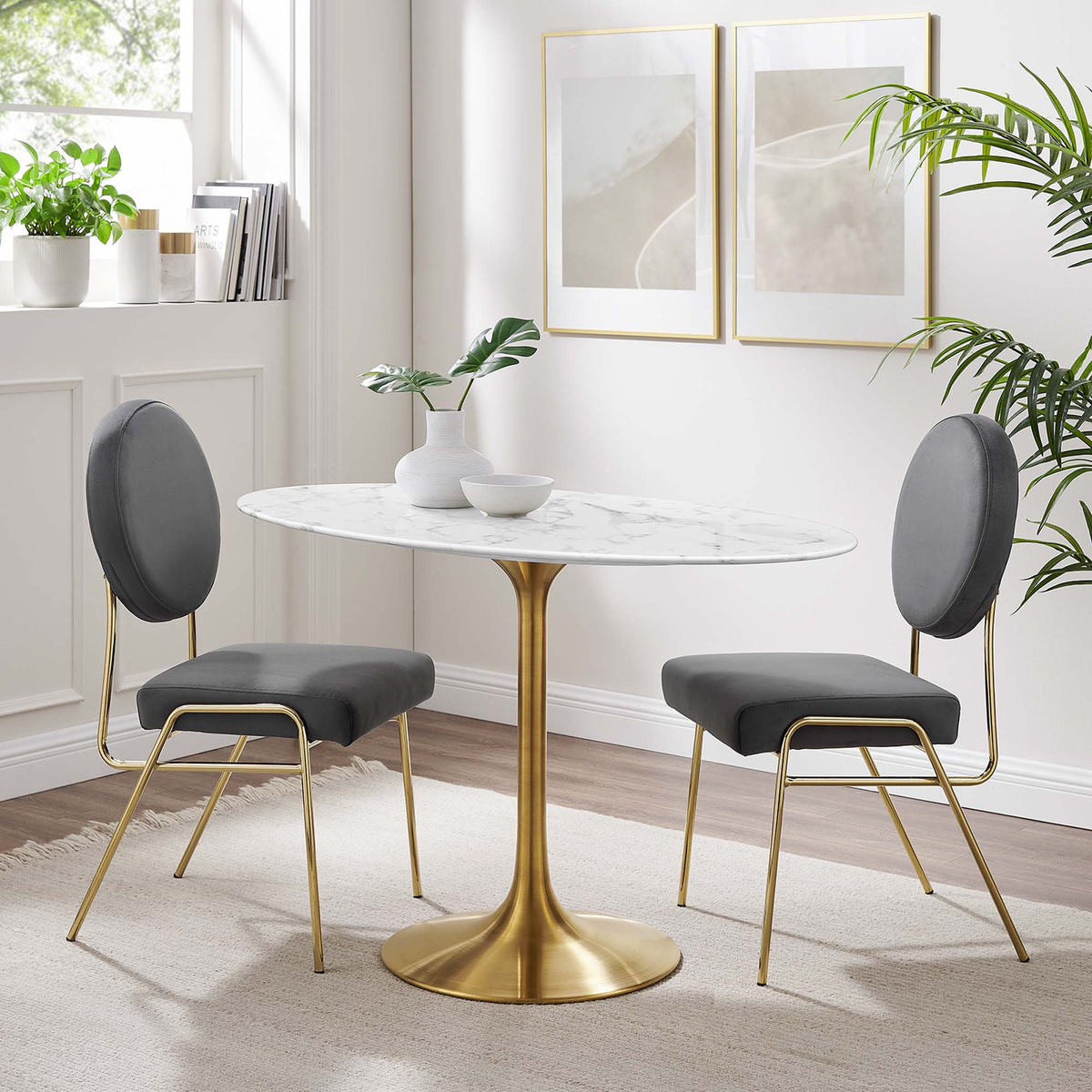 Lippa Oval Artificial Marble Dining Table