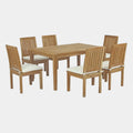 Marina 7 Piece Outdoor Patio Teak Dining Set in Natural White