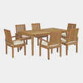 Marina 7 Piece Outdoor Patio Teak Dining Set in Natural White
