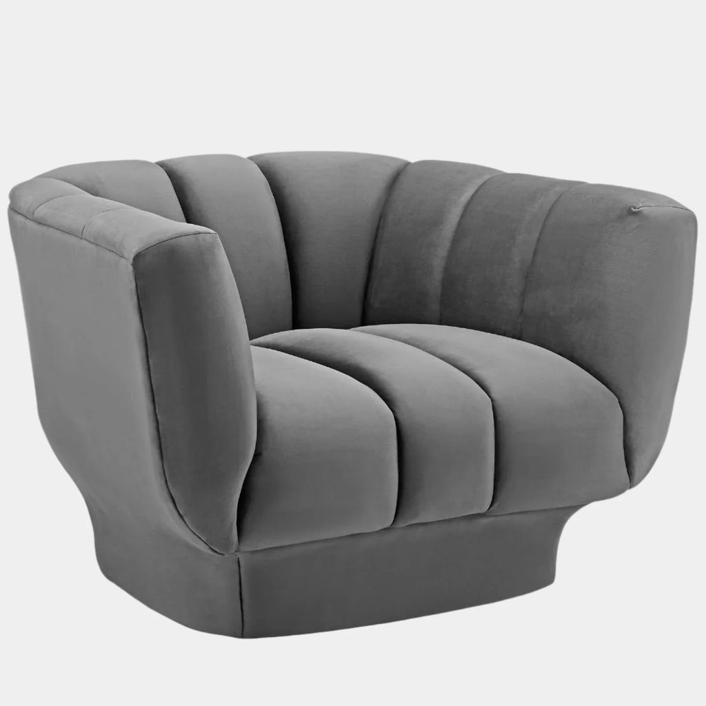 Entertain Vertical Channel Tufted Performance Velvet Armchair
