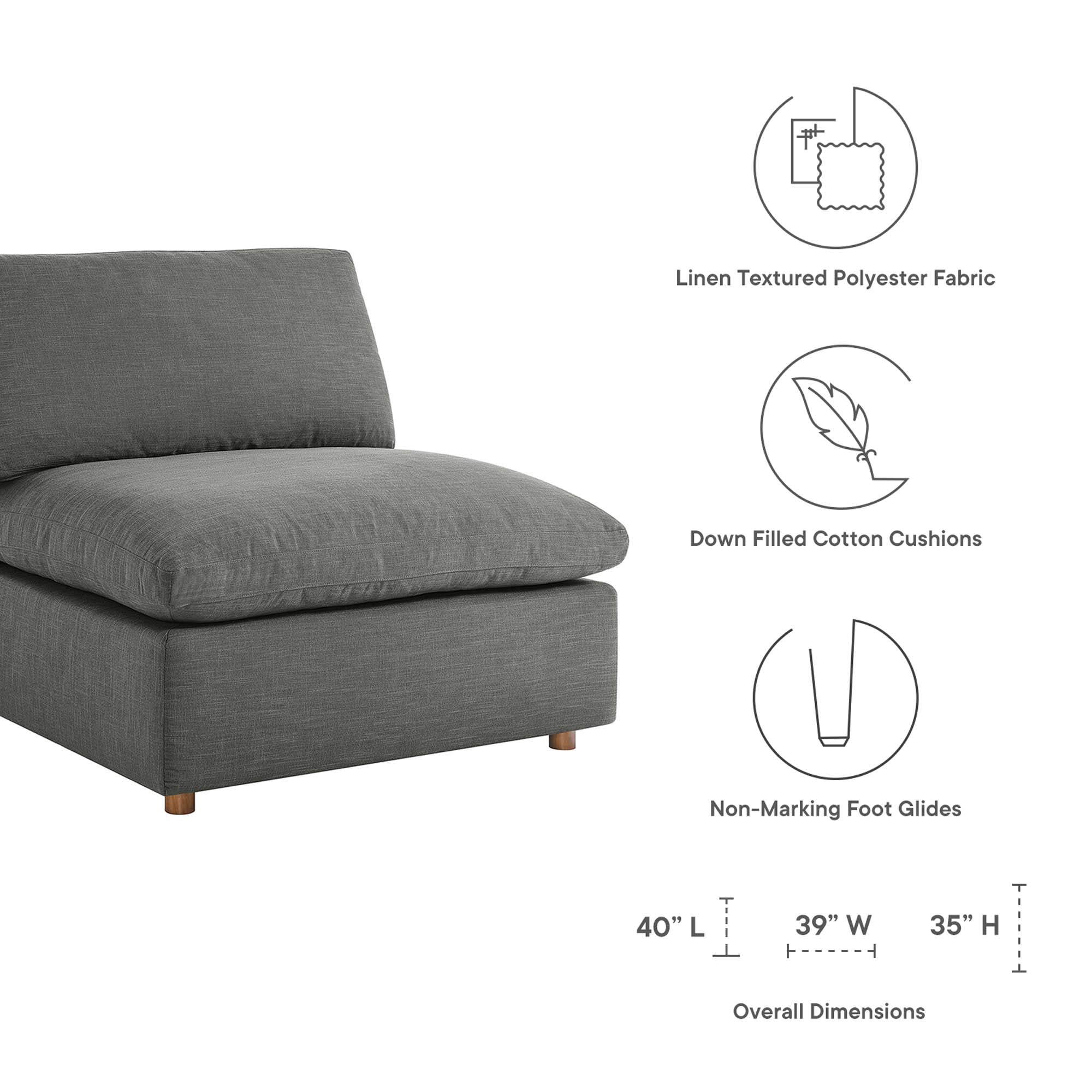 Commix 3 Piece Down Filled Overstuffed Sectional Sofa