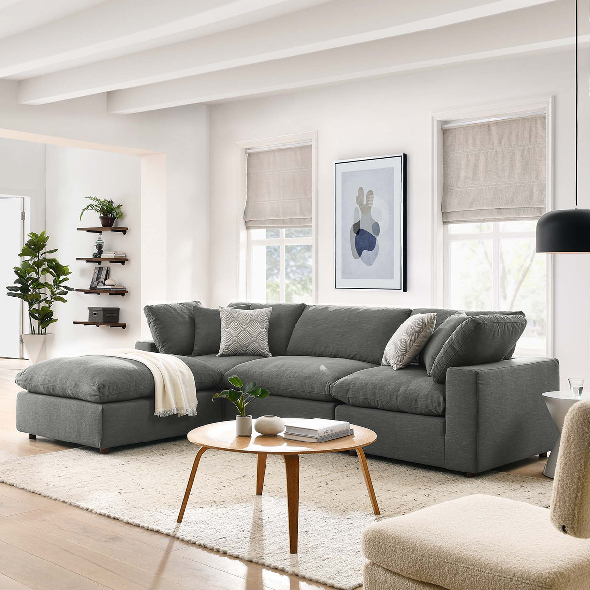 Commix 4 Piece Down Filled Overstuffed Sectional Sofa