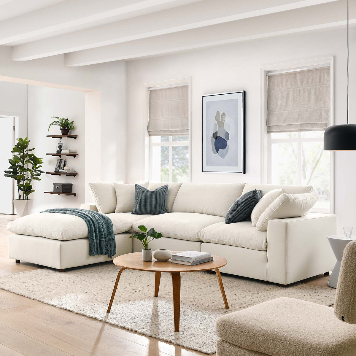 Commix 4 Piece Down Filled Overstuffed Sectional Sofa