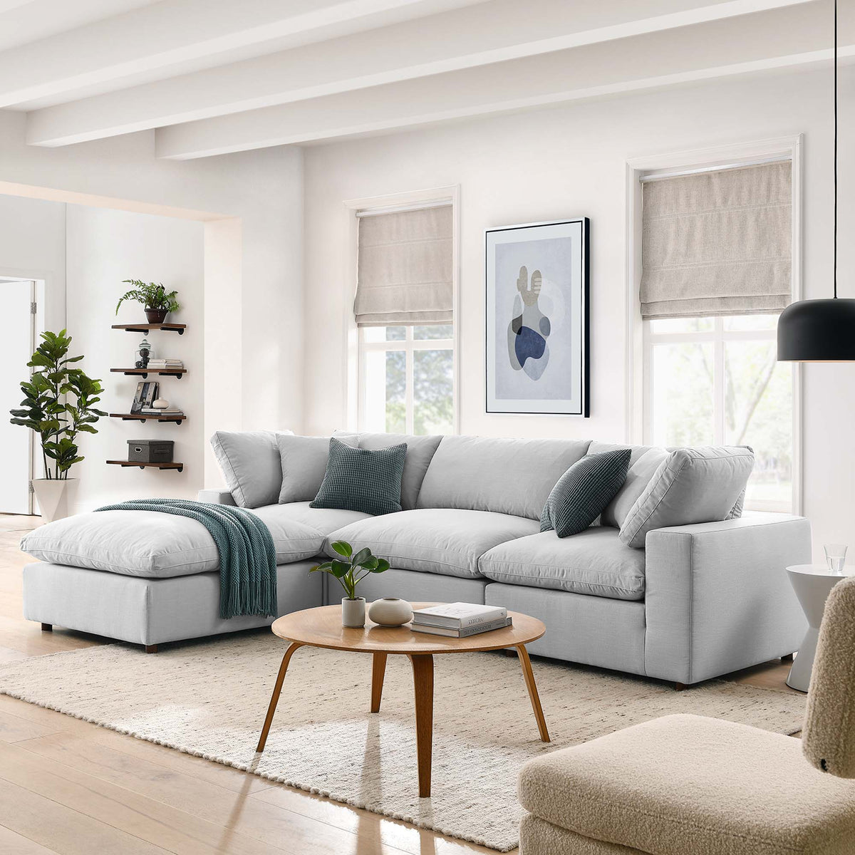 Commix 4 Piece Down Filled Overstuffed Sectional Sofa