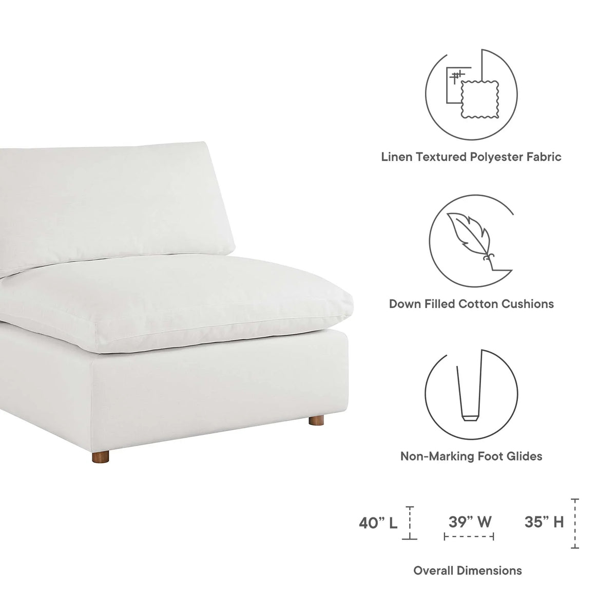 Commix 4 Piece Down Filled Overstuffed Sectional Sofa