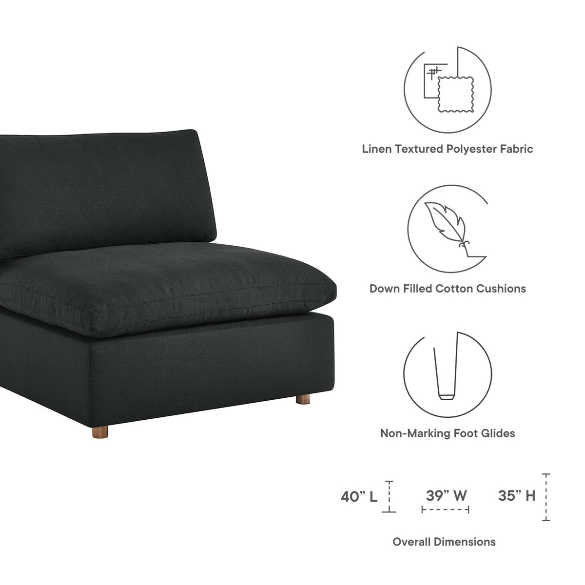 Commix 4 Piece Down Filled Overstuffed Sectional Sofa