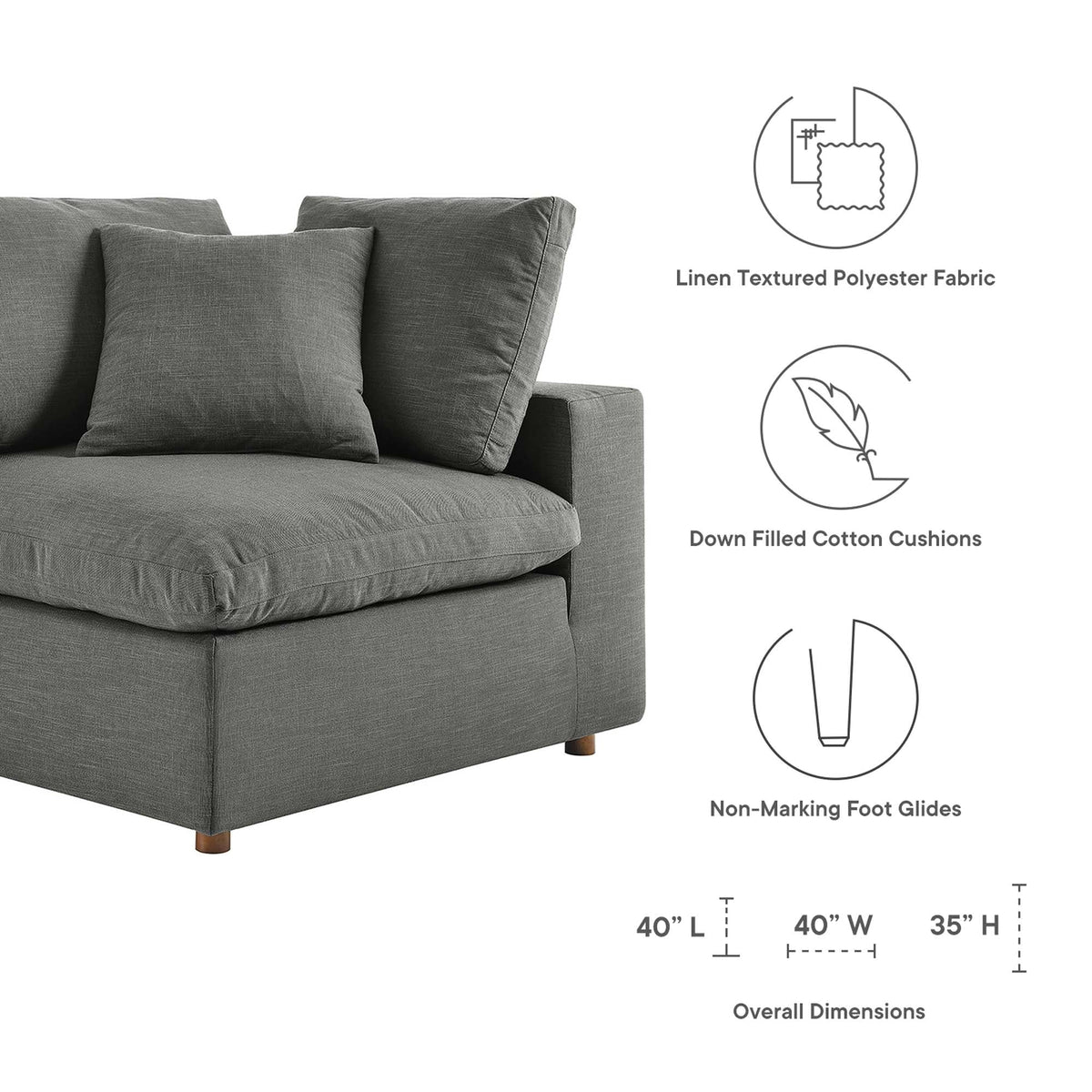 Commix 4 Piece Down Filled Overstuffed Sectional Sofa