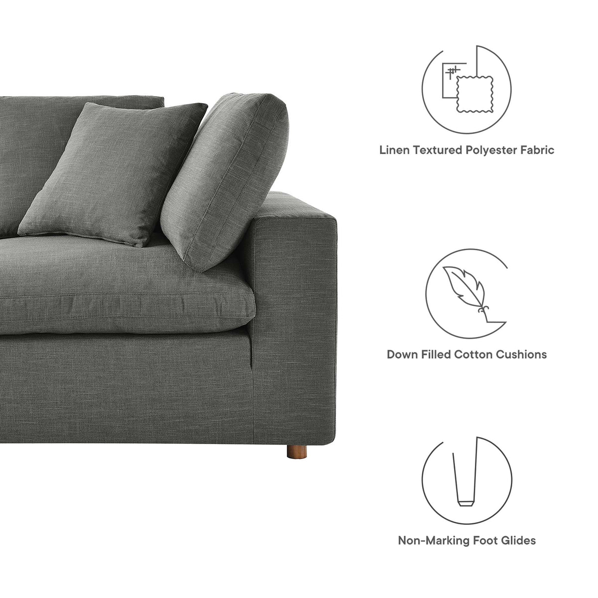 Commix 4 Piece Down Filled Overstuffed Sectional Sofa