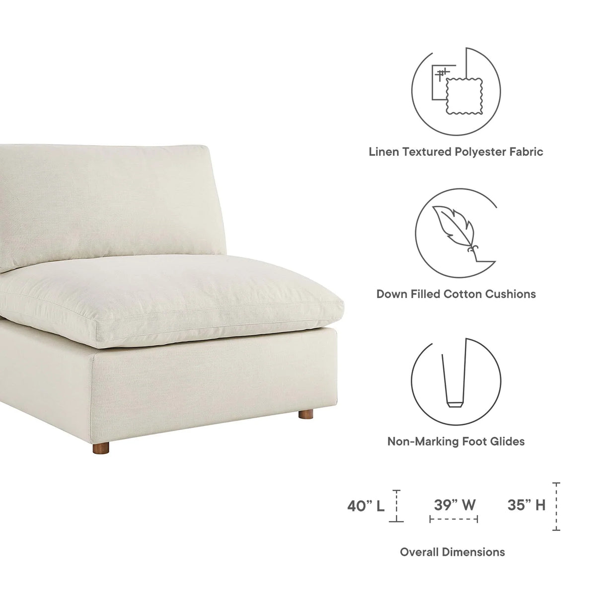Commix 4 Piece Down Filled Overstuffed Sectional Sofa