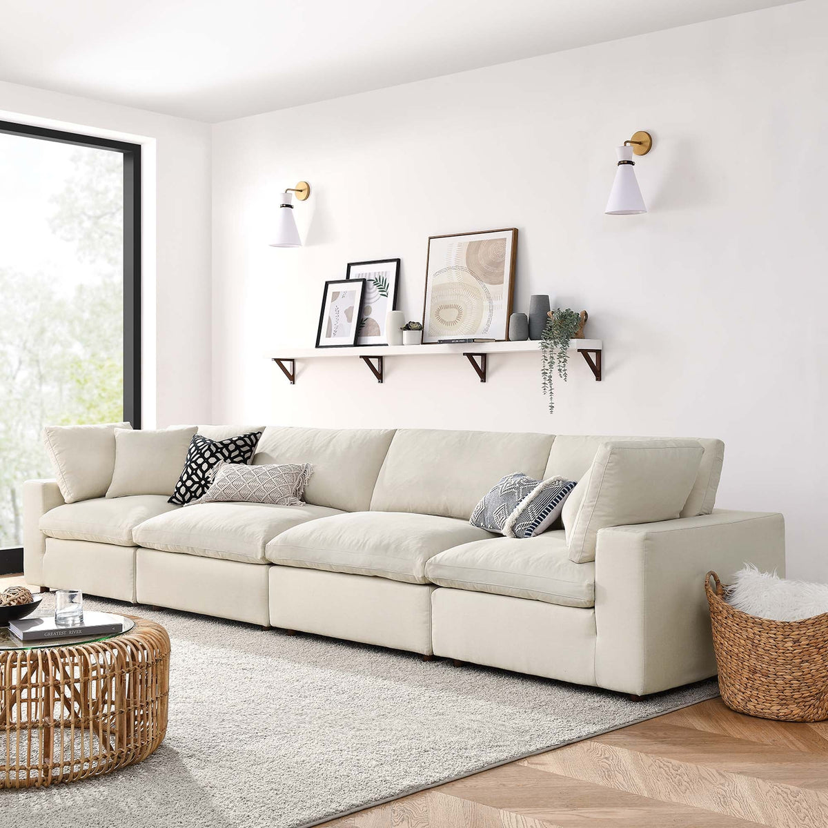 Commix 4 Piece Down Filled Overstuffed Sectional Sofa