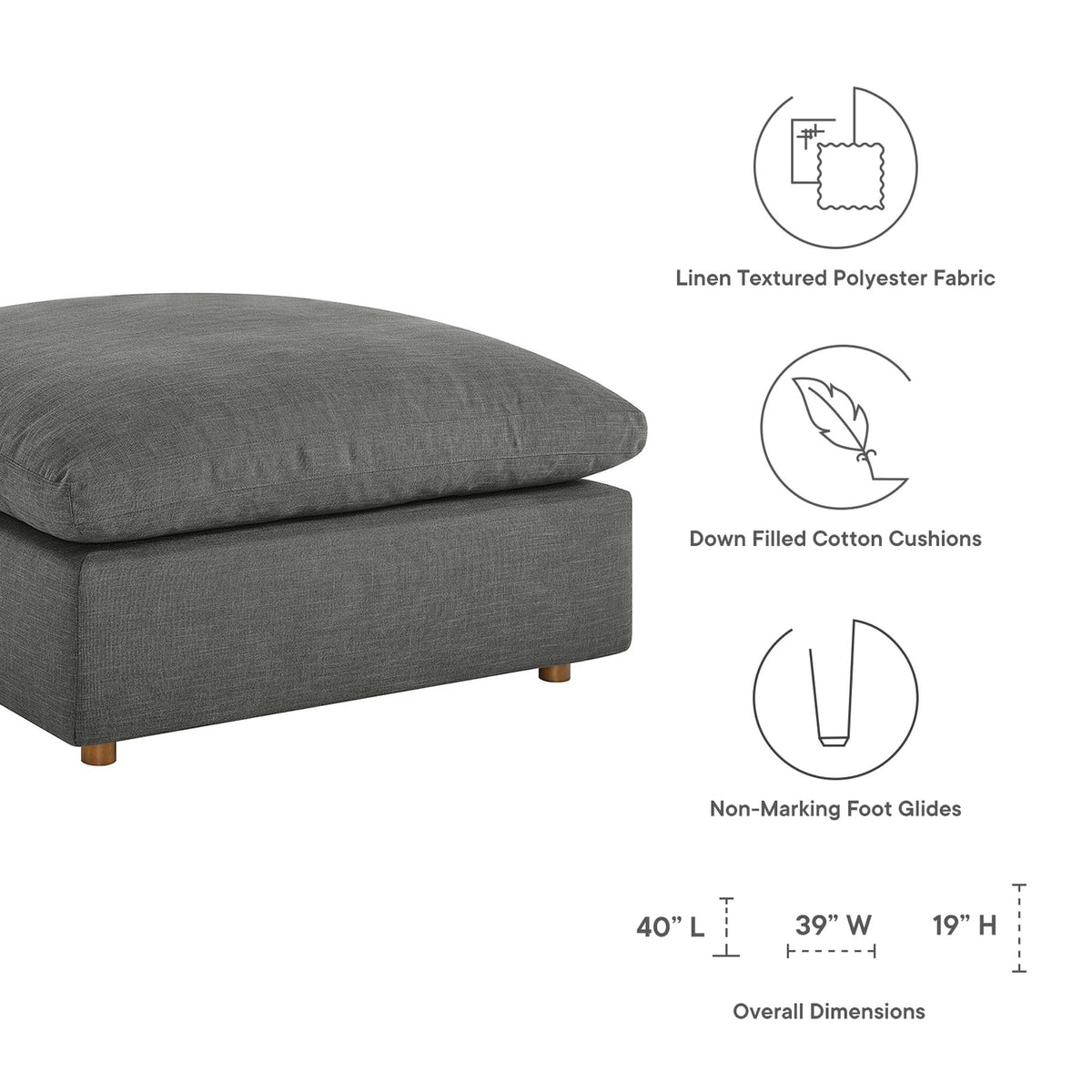Commix 5 Piece Down Filled Overstuffed Sectional Sofa