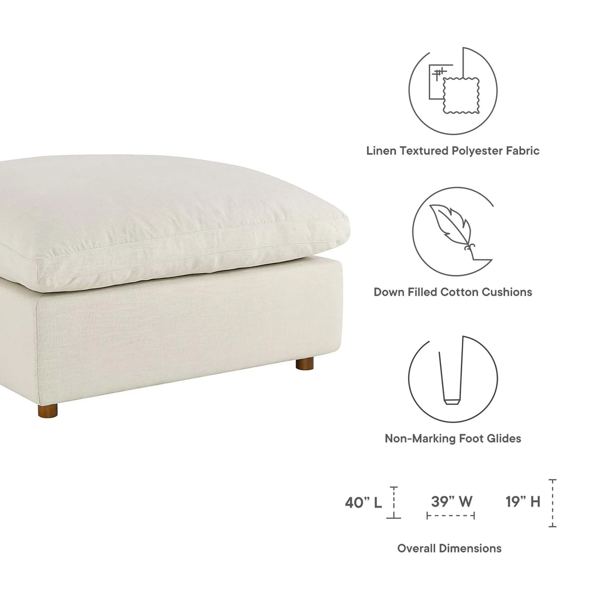 Commix 5 Piece Down Filled Overstuffed Sectional Sofa