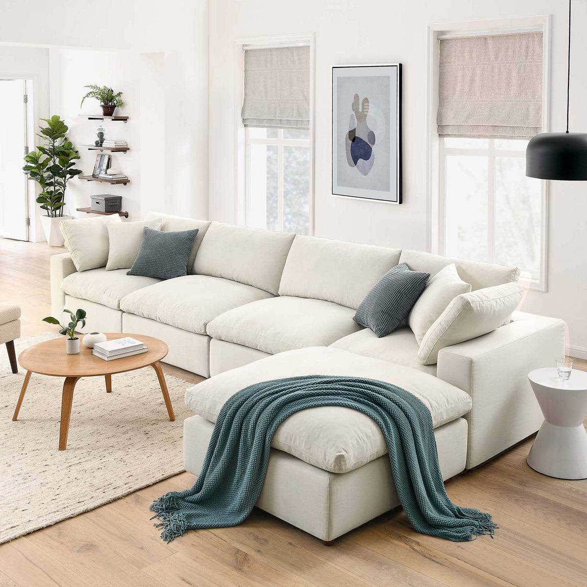 Commix 5 Piece Down Filled Overstuffed Sectional Sofa