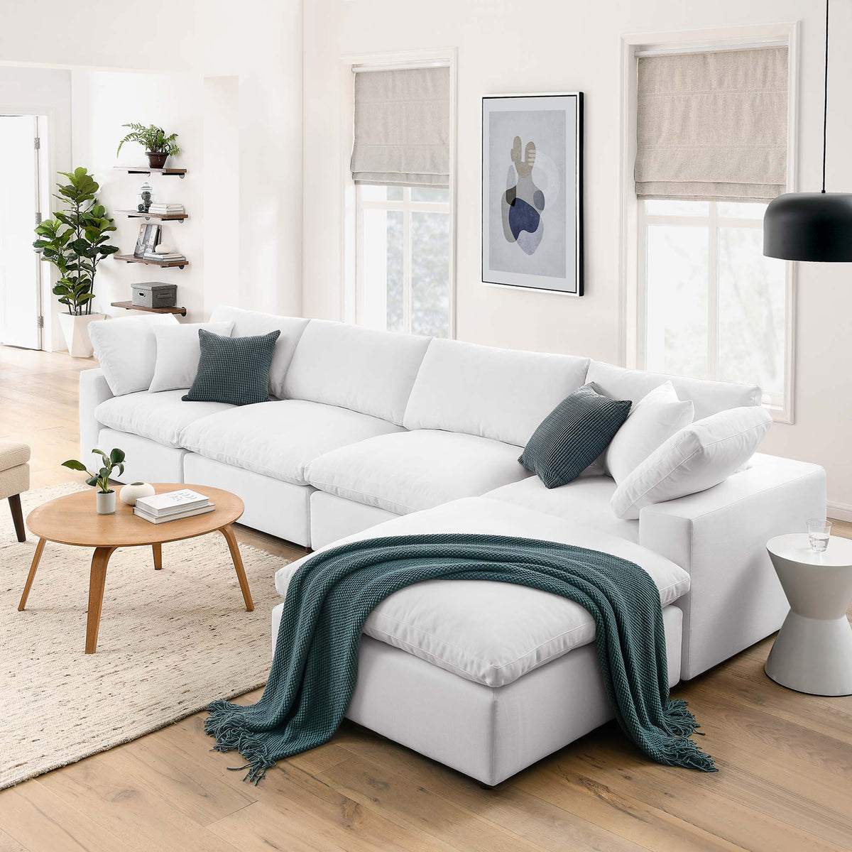 Commix 5 Piece Down Filled Overstuffed Sectional Sofa