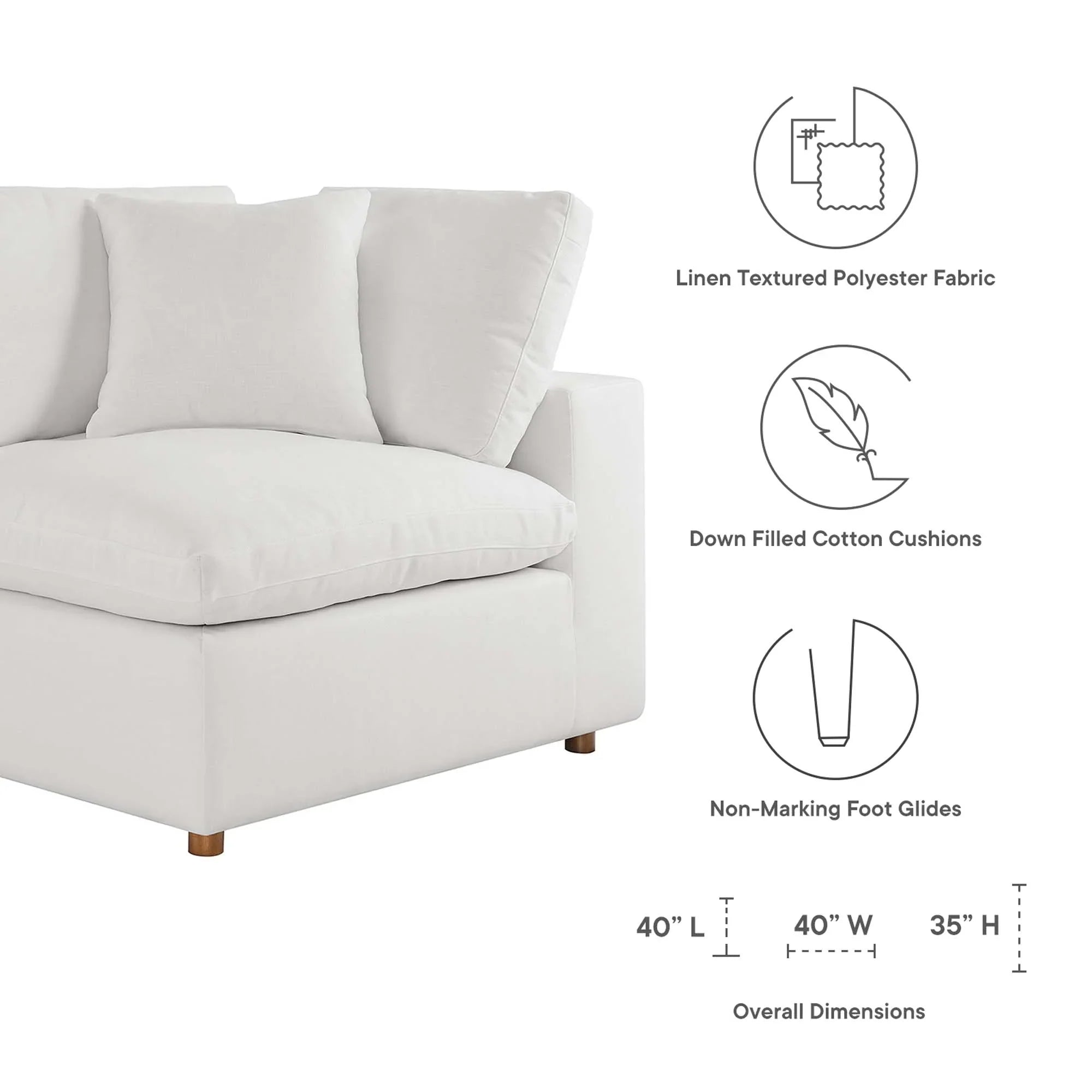 Commix 5 Piece Down Filled Overstuffed Sectional Sofa