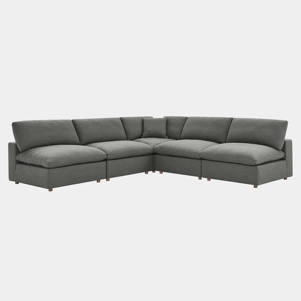 Commix 5-Piece Down Filled Overstuffed Armless Sectional Sofa