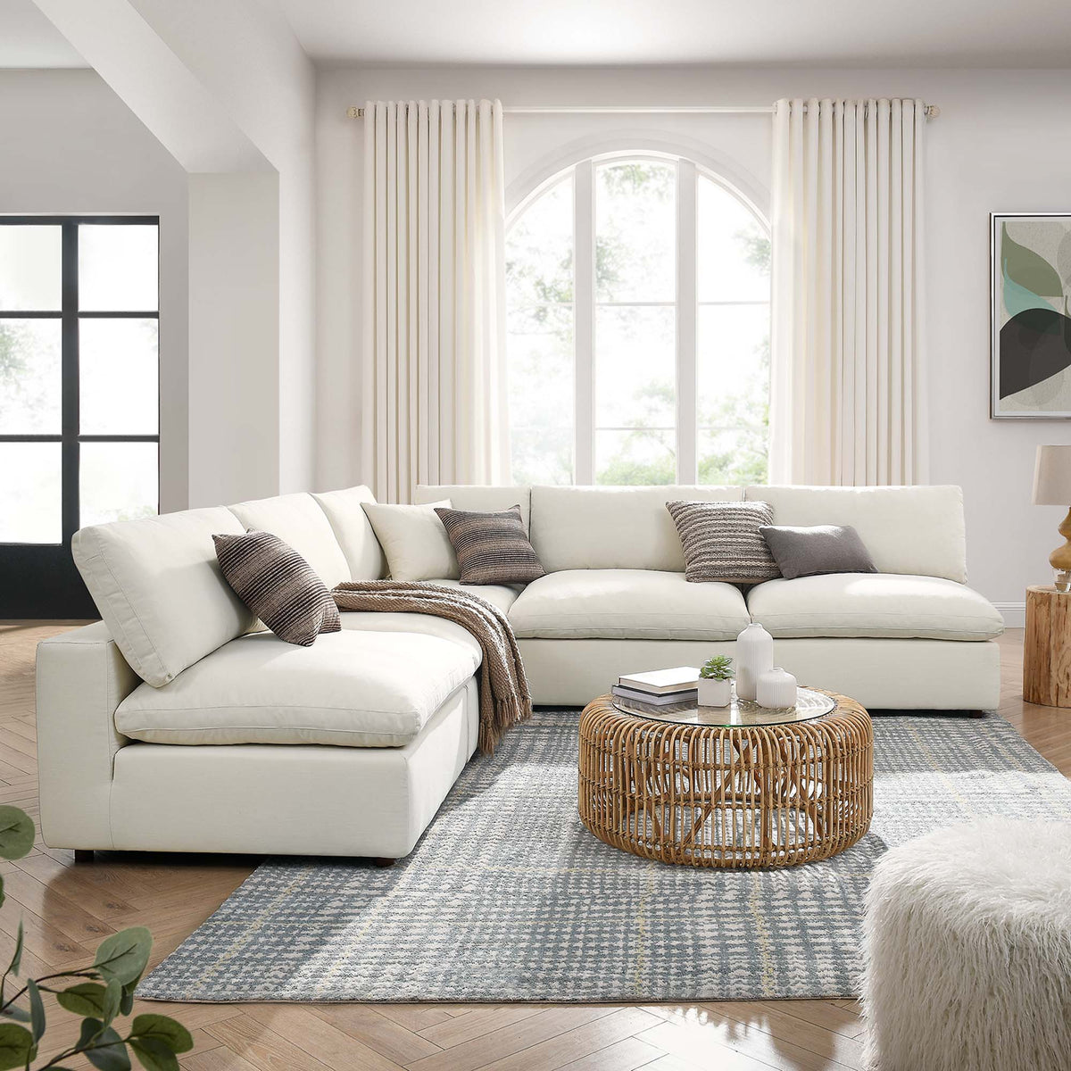 Commix 5-Piece Down Filled Overstuffed Armless Sectional Sofa