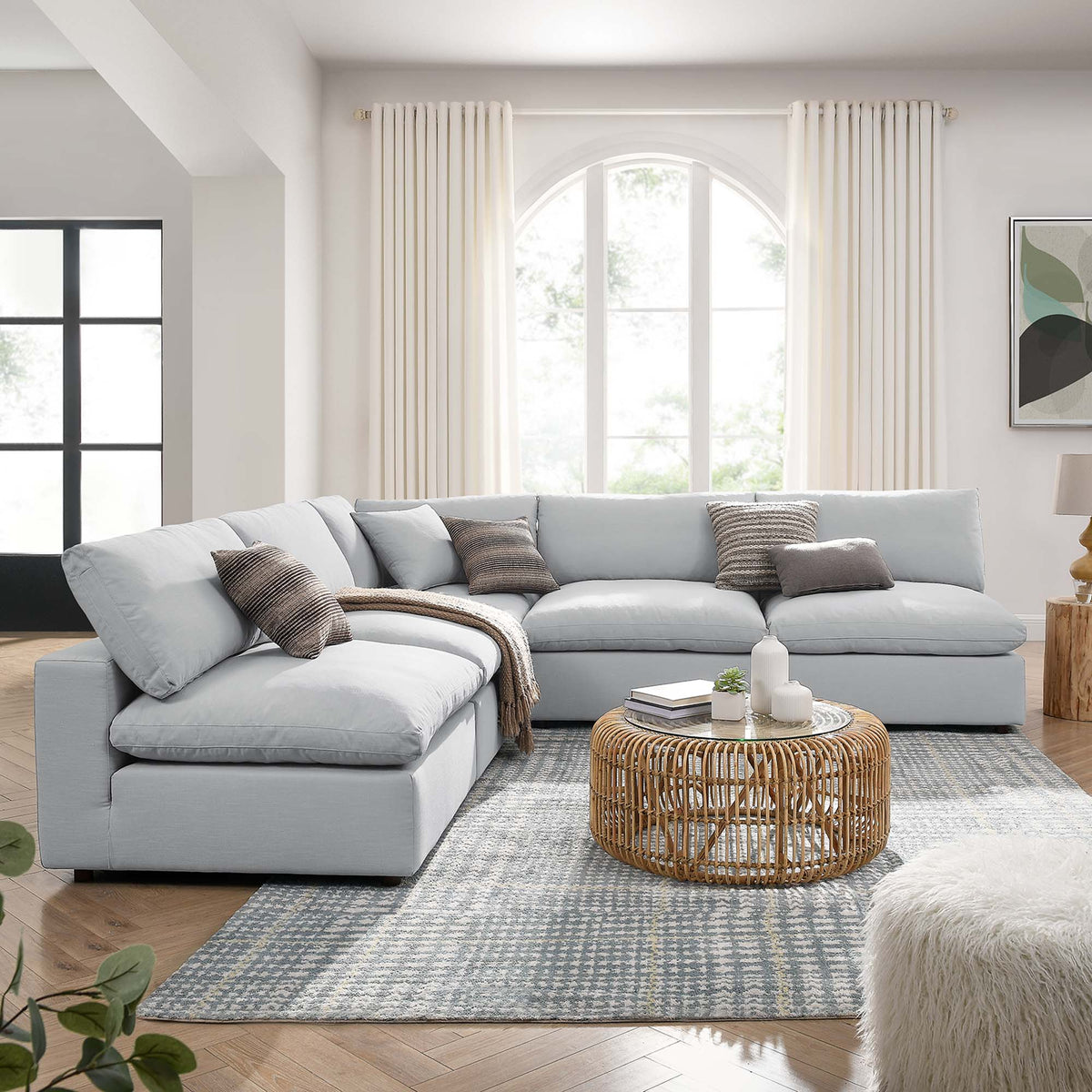 Commix 5-Piece Down Filled Overstuffed Armless Sectional Sofa
