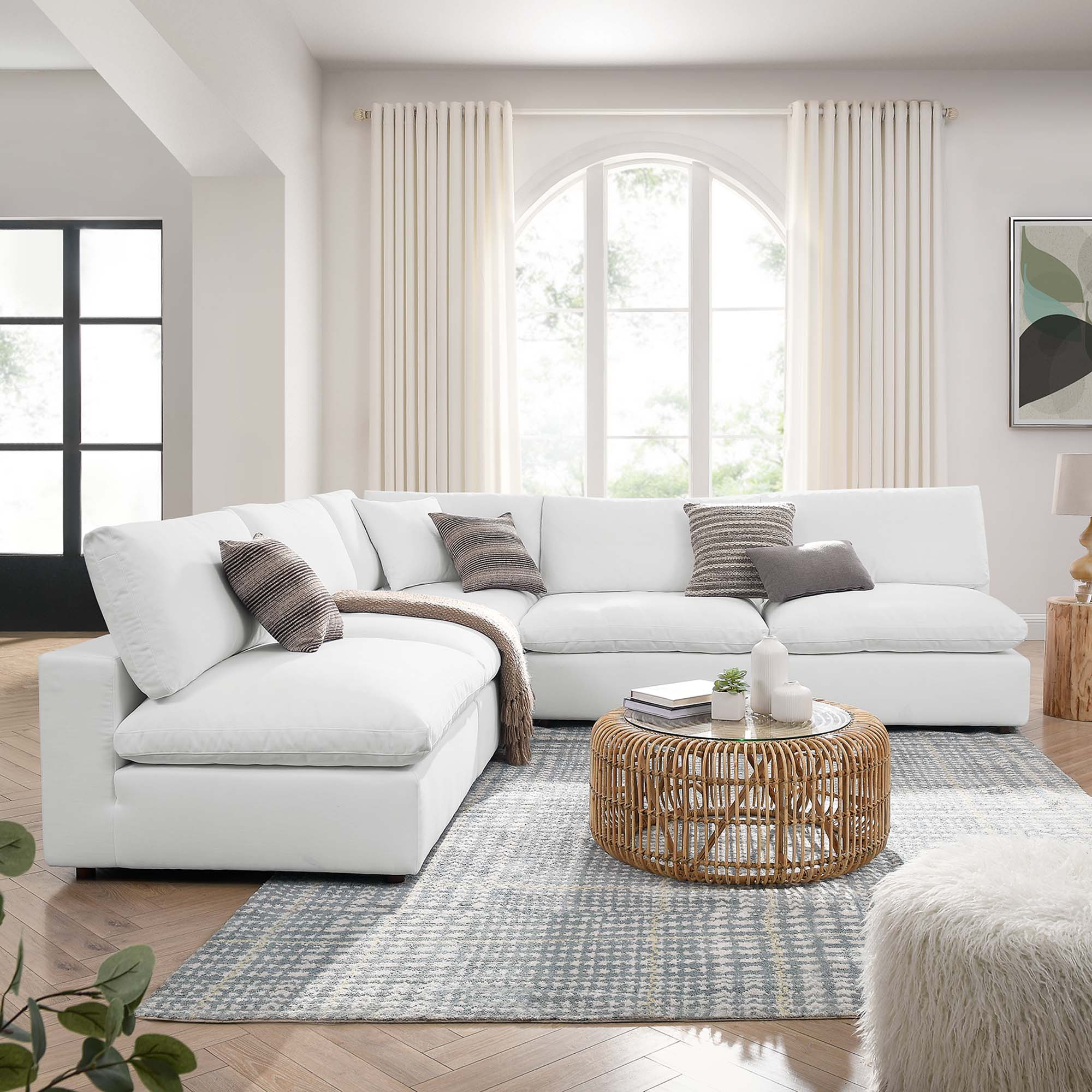 Commix 5-Piece Down Filled Overstuffed Armless Sectional Sofa