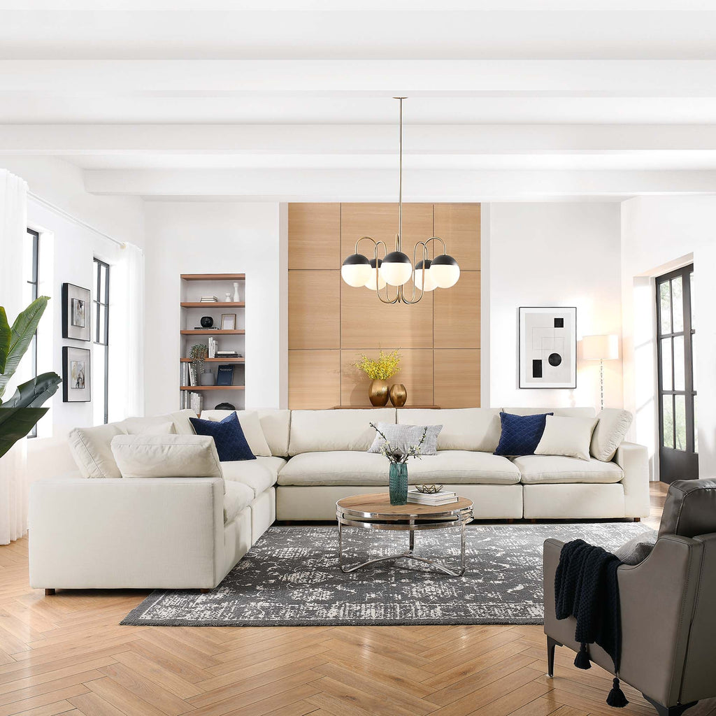 Commix 6 Piece Down Filled Overstuffed Sectional Sofa