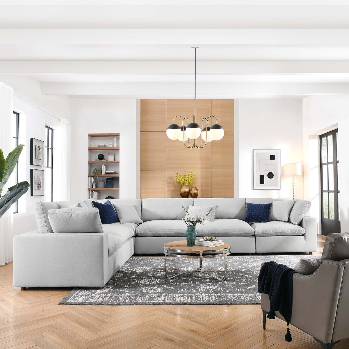 Commix 6 Piece Down Filled Overstuffed Sectional Sofa
