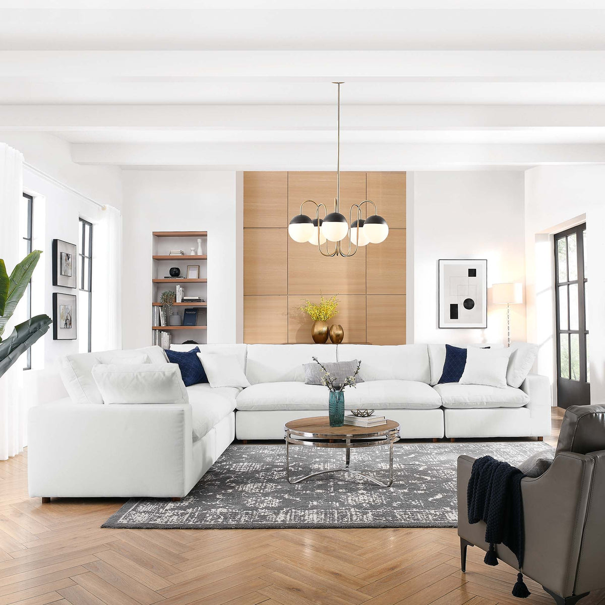 Commix 6 Piece Down Filled Overstuffed Sectional Sofa