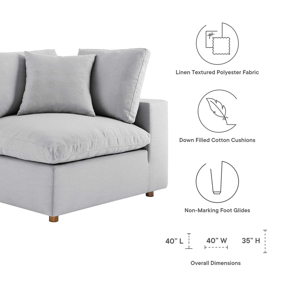 Commix 8-Piece Down Filled Overstuffed Sectional Sofa