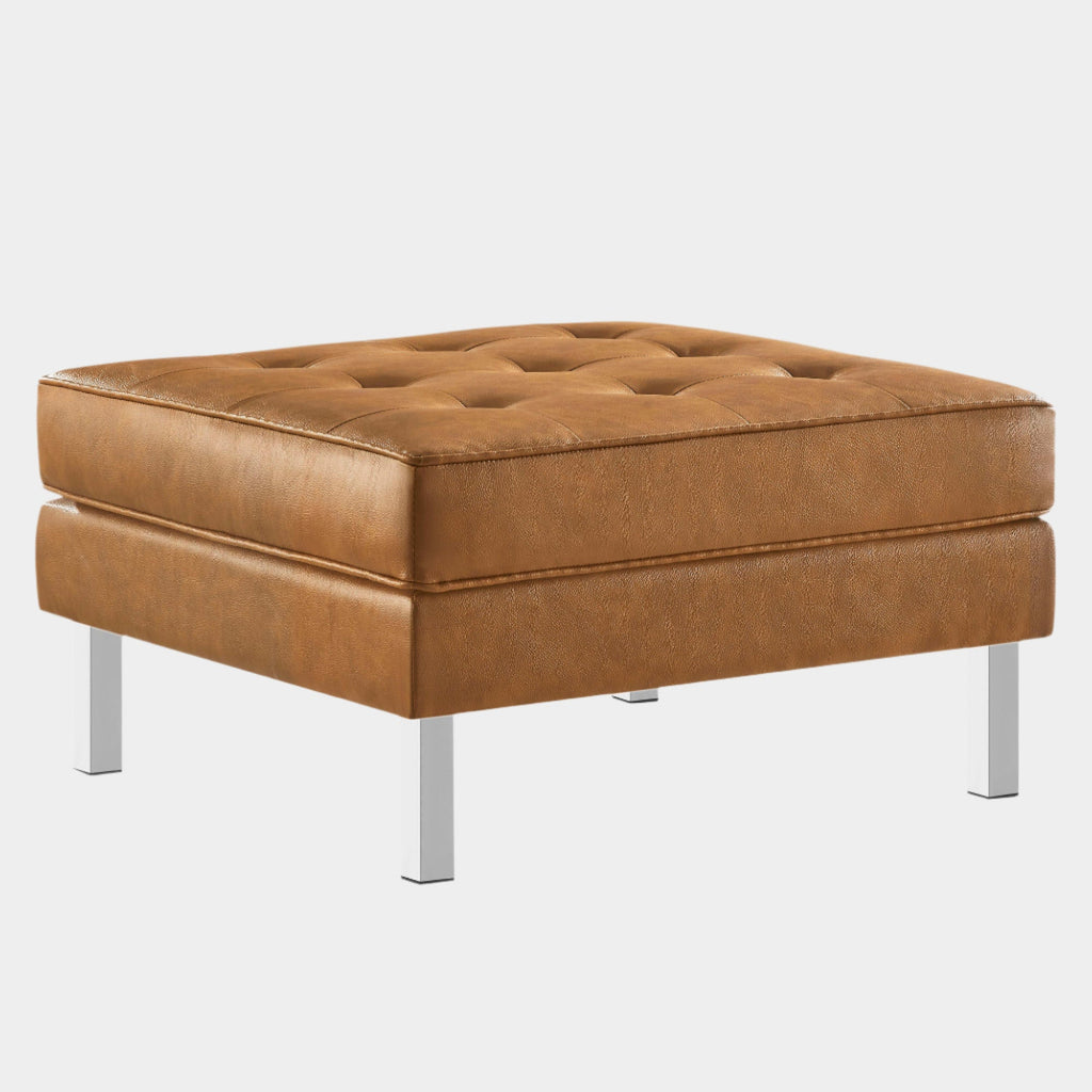 Loft Tufted Vegan Leather Ottoman