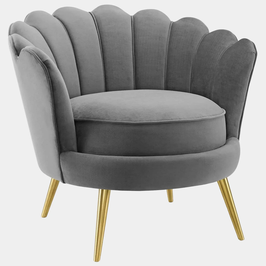 Admire Scalloped Edge Performance Velvet Accent Armchair