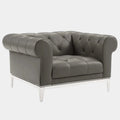 Idyll Tufted Button Upholstered Leather Chesterfield Armchair