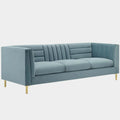 Ingenuity Channel Tufted Performance Velvet Sofa in Light Blue