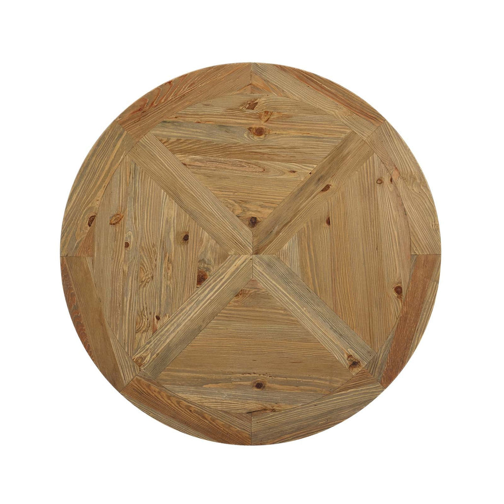 Column 47" Round Pine Wood Dining Table in Brown