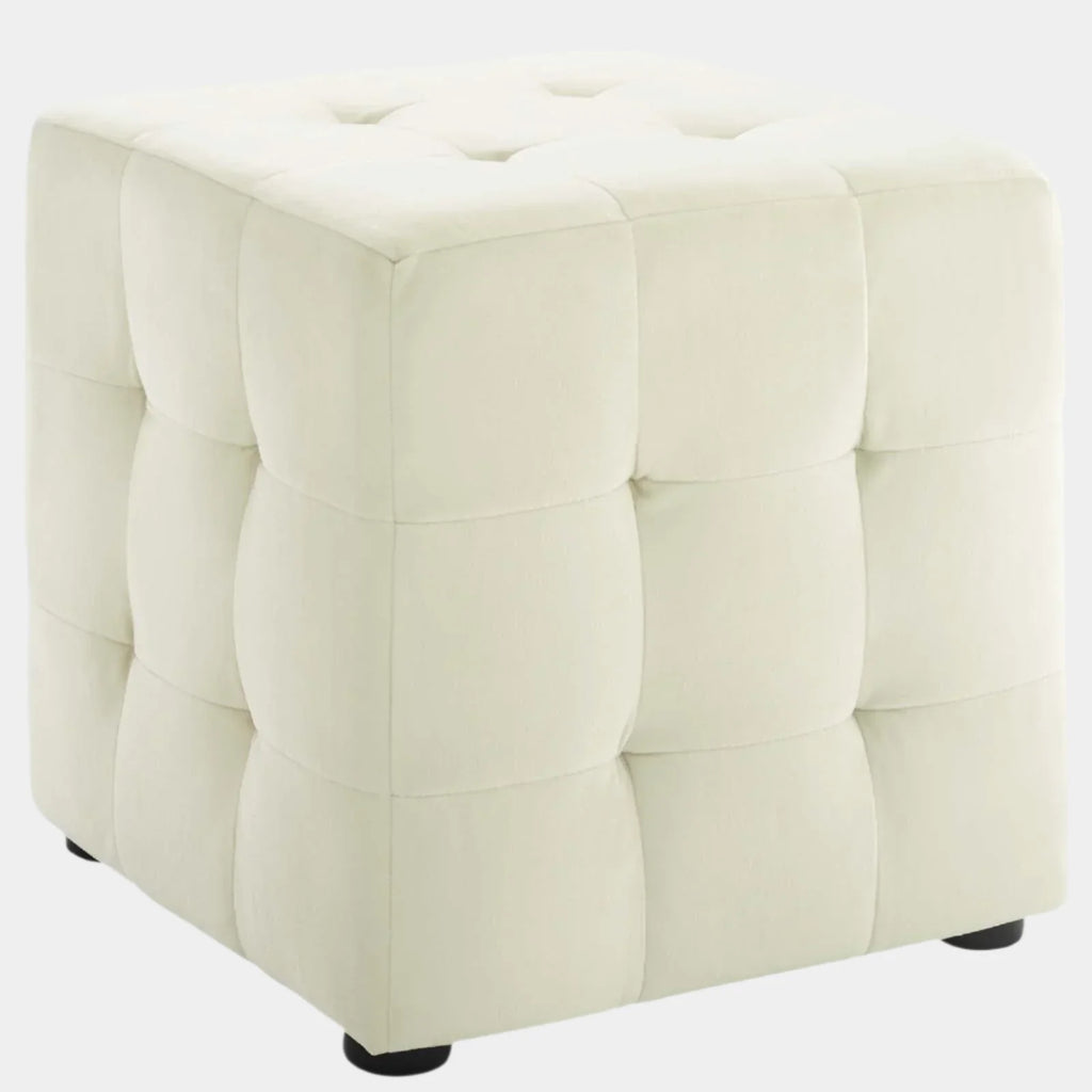 Contour Tufted Cube Performance Velvet Ottoman
