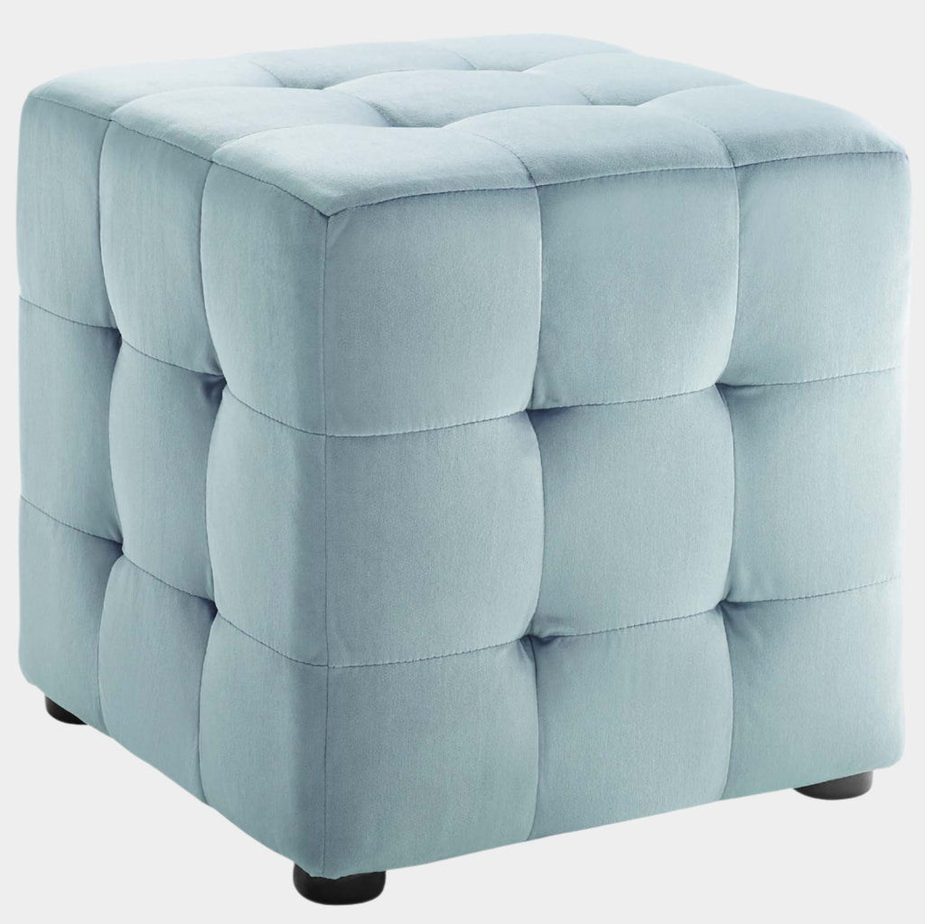 Contour Tufted Cube Performance Velvet Ottoman