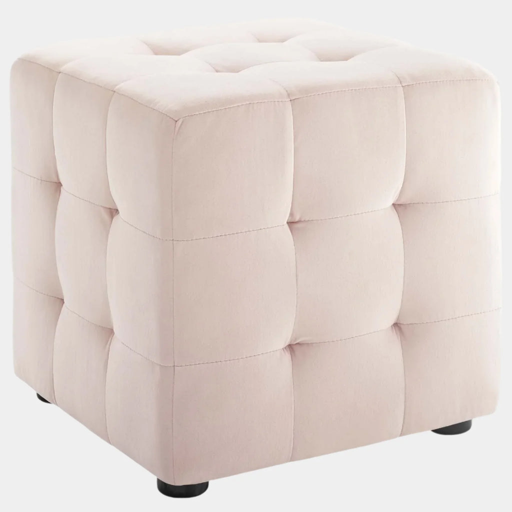 Contour Tufted Cube Performance Velvet Ottoman