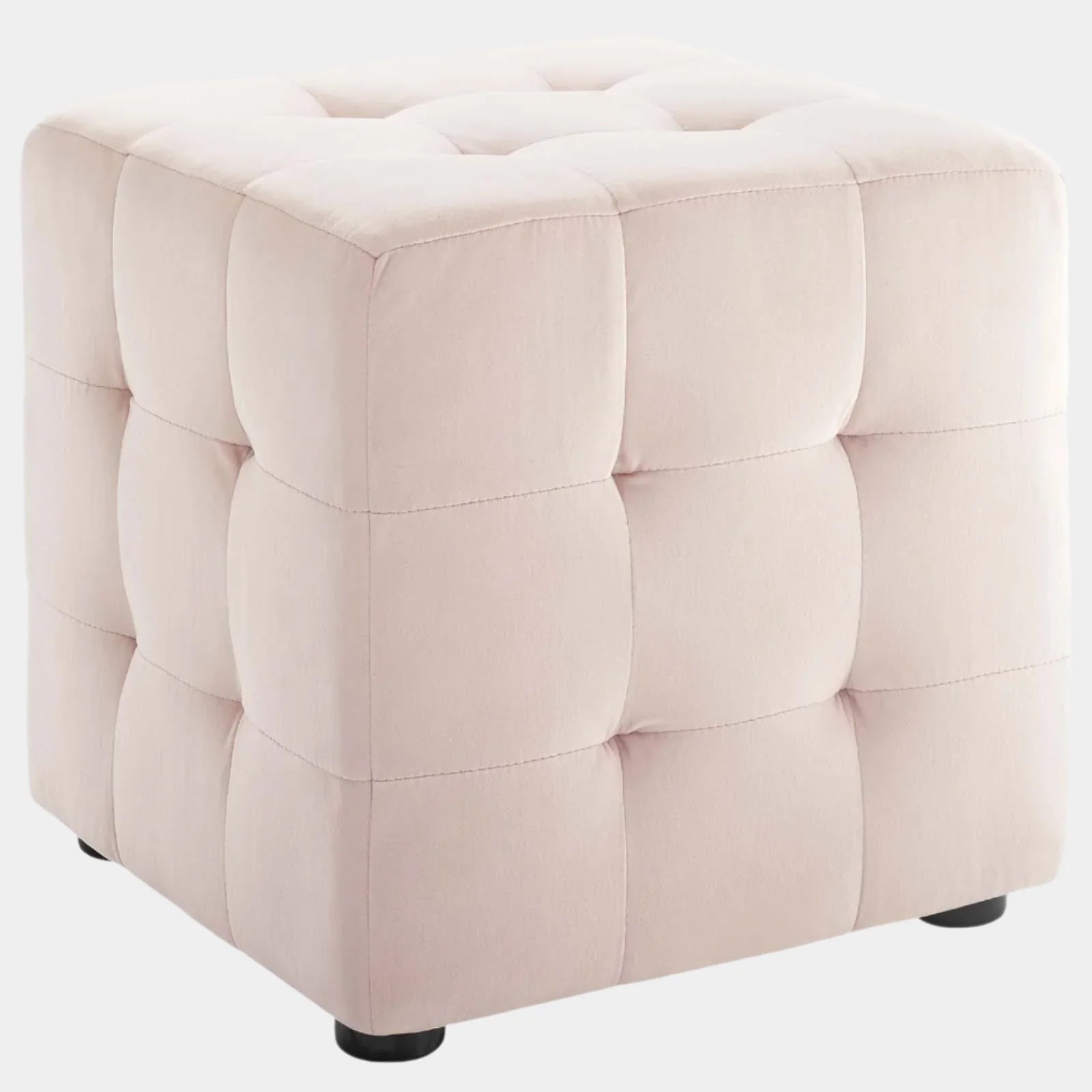 Contour Tufted Cube Performance Velvet Ottoman