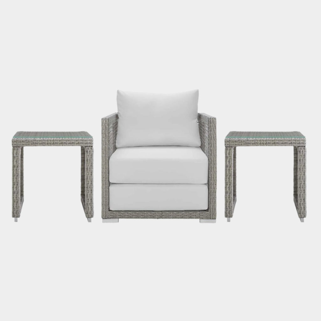 Aura 3 Piece Outdoor Patio Wicker Rattan Set