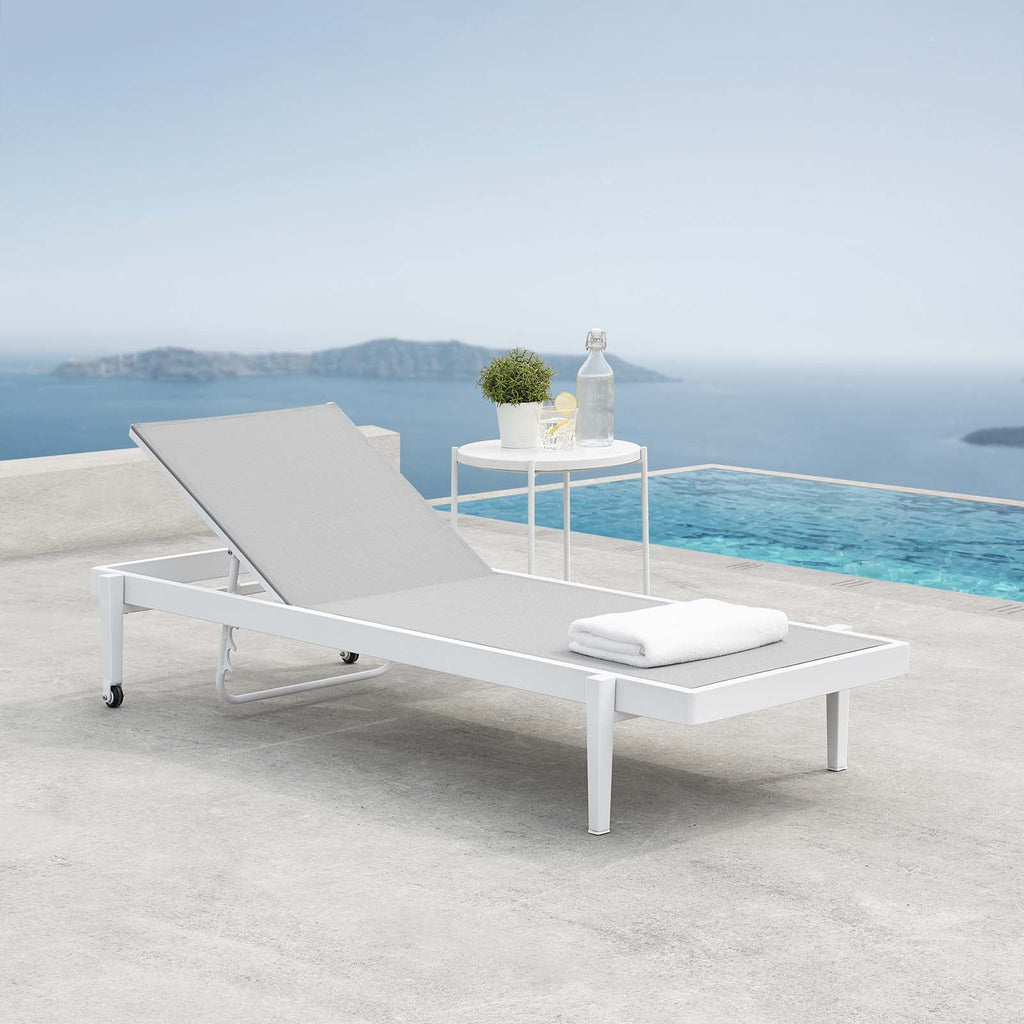 Charleston Outdoor Patio Chaise Lounge Chair in White Gray