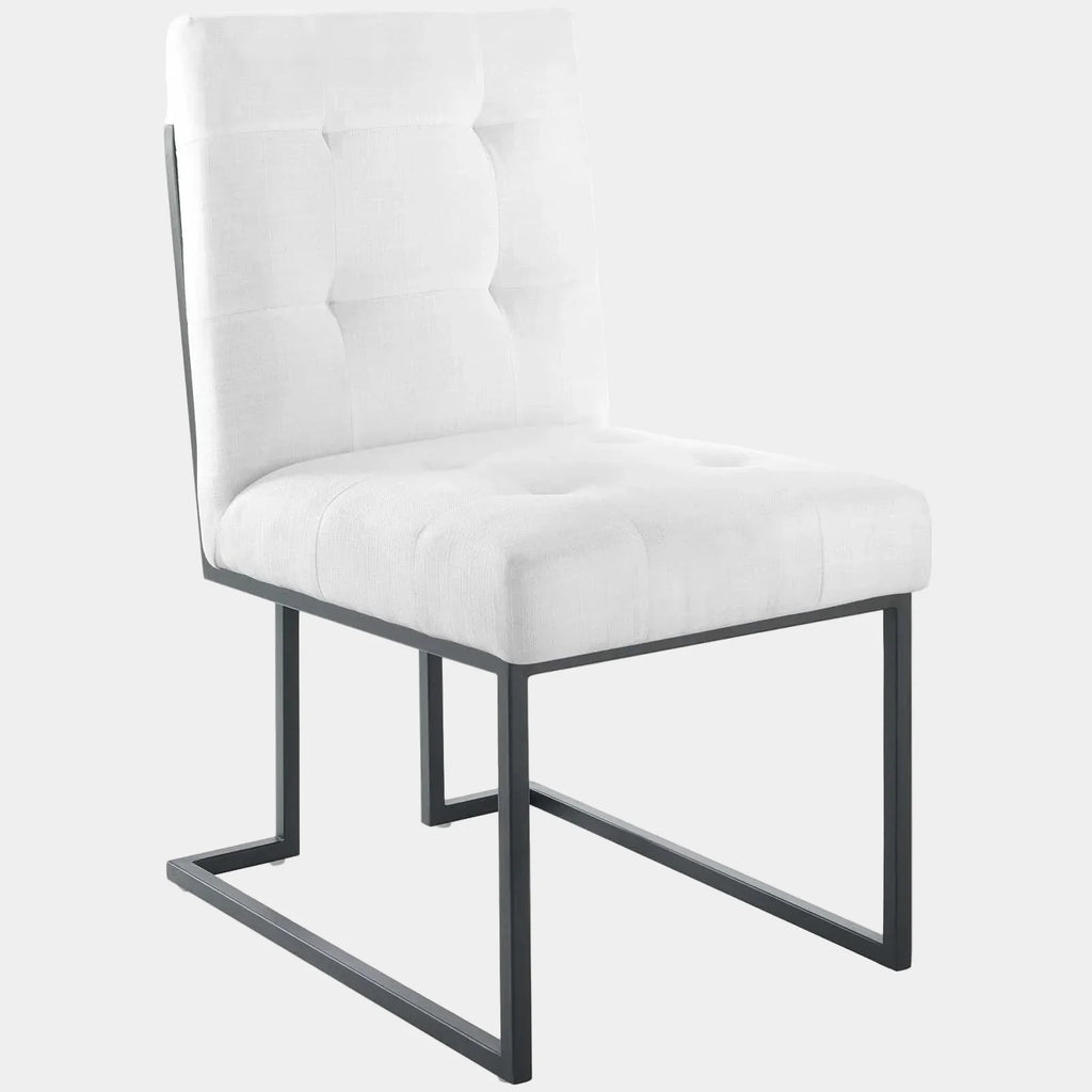 Privy Black Stainless Steel Upholstered Fabric Dining Chair