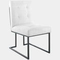 Privy Black Stainless Steel Upholstered Fabric Dining Chair