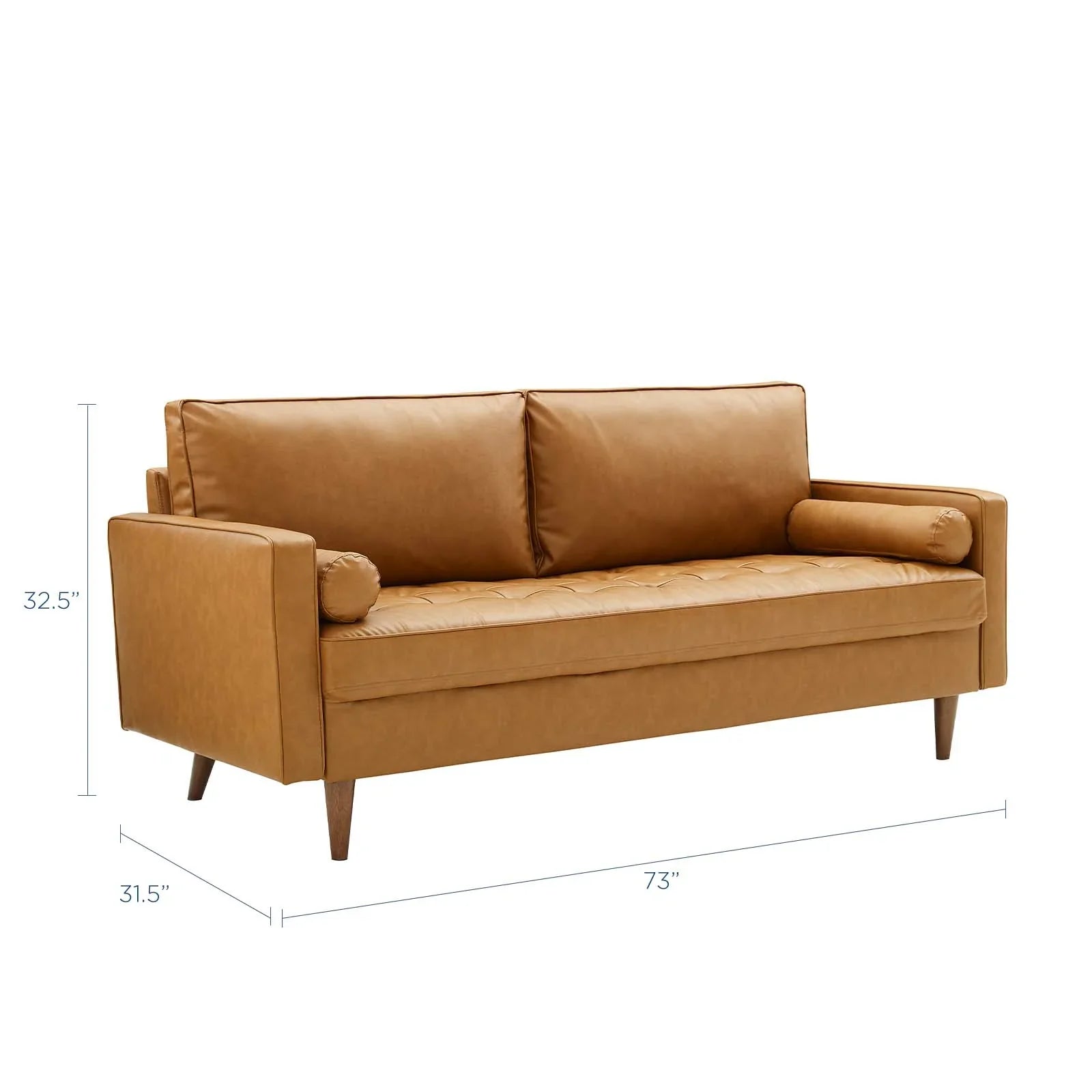 Valour Tufted Vegan Leather Sofa in Tan