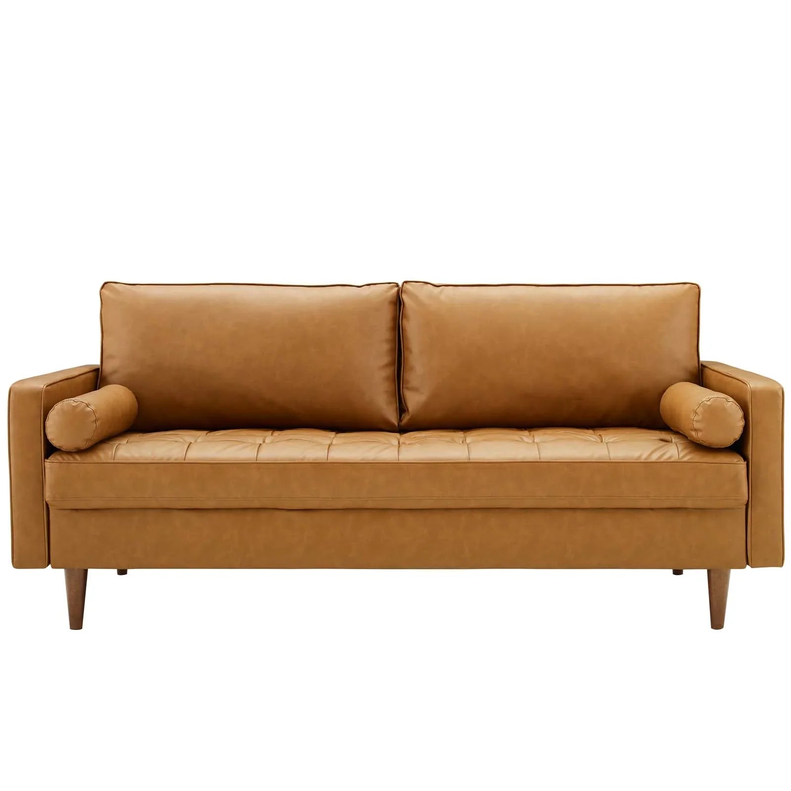 Valour Tufted Vegan Leather Sofa in Tan