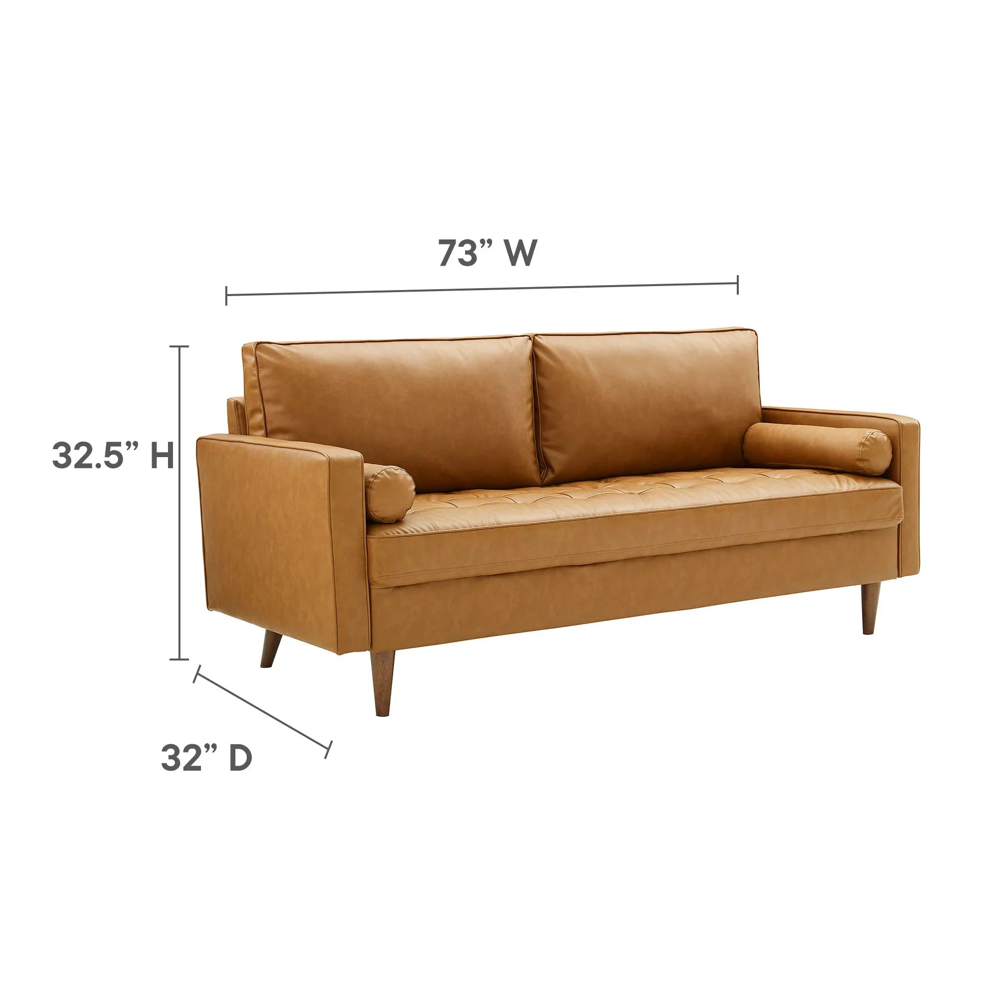 Valour Tufted Vegan Leather Sofa in Tan