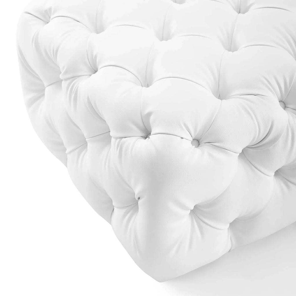 Amour Tufted Button Square Faux Leather Ottoman