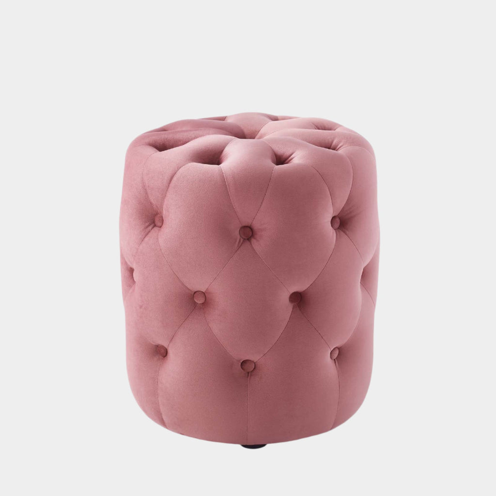 Amour Tufted Button Round Performance Velvet Ottoman