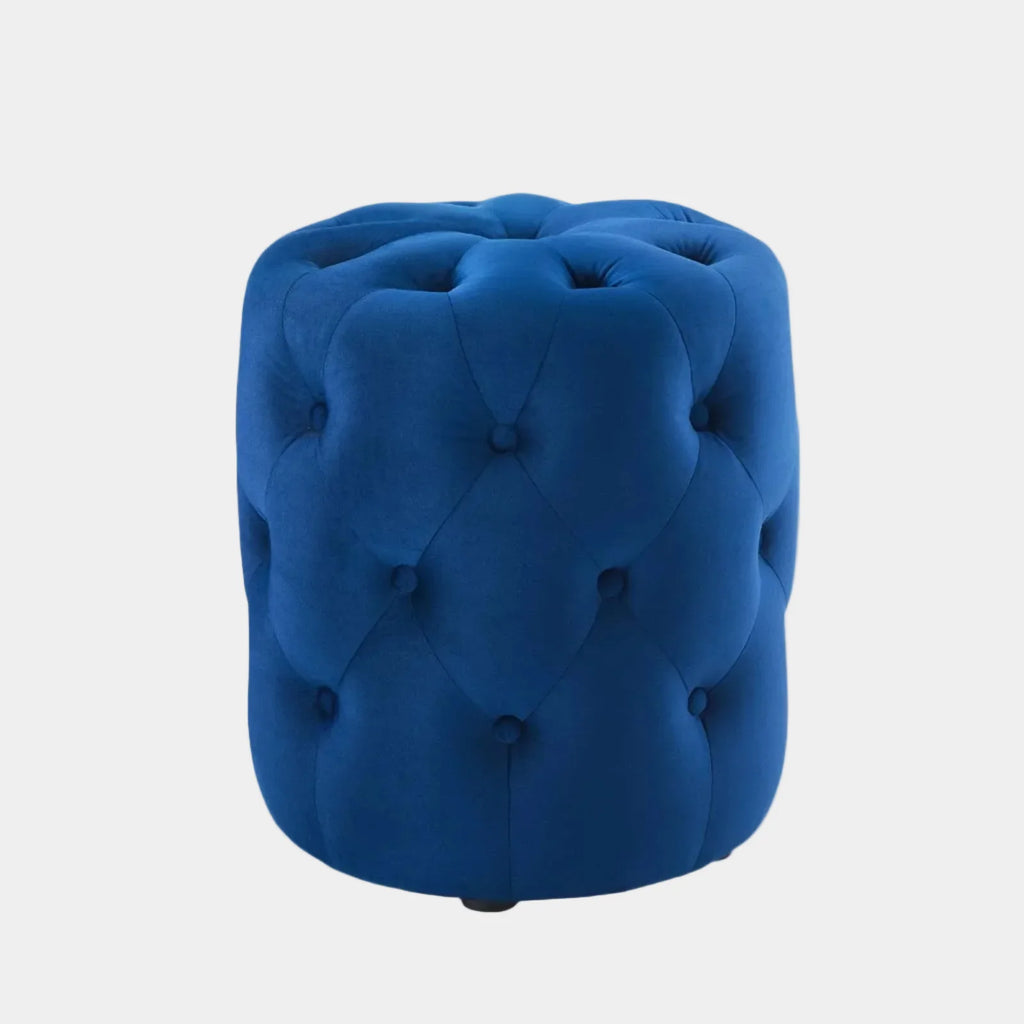 Amour Tufted Button Round Performance Velvet Ottoman