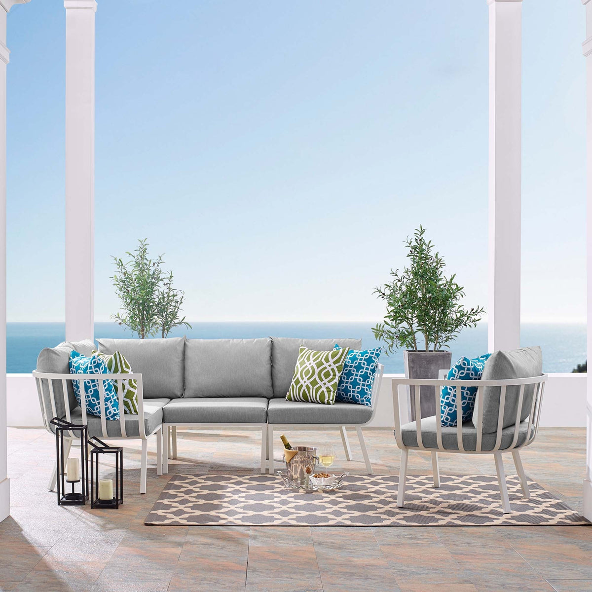 Riverside 5 Piece Outdoor Patio Aluminum Set