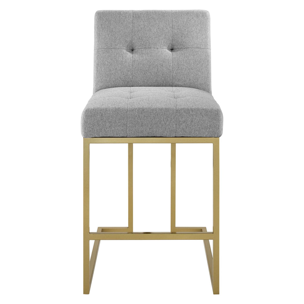 Privy Gold Stainless Steel Upholstered Fabric Counter Stool