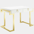 Ring Office Desk in Gold White